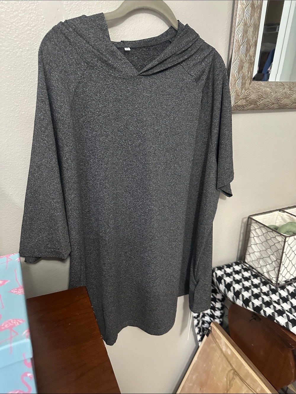 Women's Heather Gray Hooded Tunic Top Sz XXL by Neer